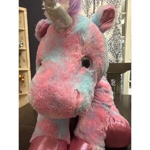 Hugfun International Pink Blue Tie Dye Unicorn Plush Large 23 Inch 873332